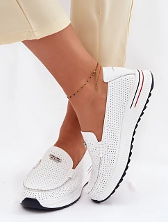 Dámské Mokasyny Z Přírodní Kůže Bílé Demela