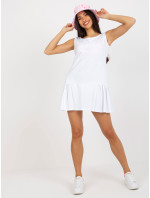 Základní bílé mini šaty bez rukávů