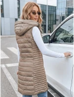 Dámská prošívaná vesta s kapucí béžová FashionStreet TY5256