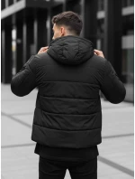 Pánská prošívaná zimní bunda s kapucí černá FashionStreet TX5117