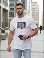 Pánské tričko s potiskem klasické bílé FashionStreet NX5014R
