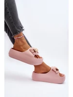 Dámské žabky s mašlí Růžové Salessa