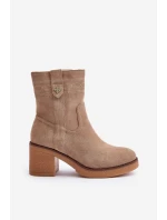 Zateplené dámské boty na podpatku béžové Vailia