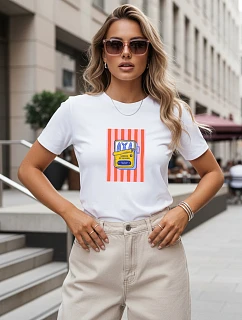 Dámské bavlněné tričko s potiskem, bílé, FashionStreet NX8038RY