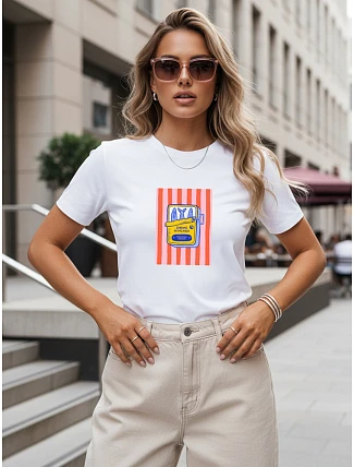 Dámské bavlněné tričko s potiskem, bílé, FashionStreet NX8038RY Dámské bavlněné tričko s potiskem, bílé, FashionStreet NX8038RY