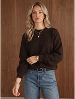 Dámský oversize svetr s vlnou, čokoládová barva, FashionStreet MY2650
