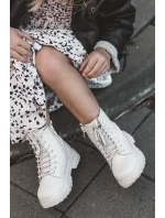 Dětské Kožené Kozačky Se Zipem Béžove Omua