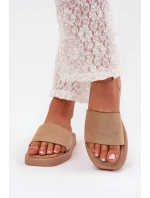 Dámské Pantofle Na Platformě Z Eko Semiše Tmavě Béžové Jorina