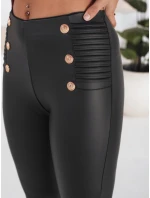 Dámské legíny z ekokůže s knoflíky černé FashionStreet UY2726
