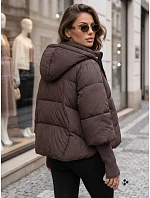 Dámská zimní prošívaná bunda s kapucí, hnědá, FashionStreet TY5896 Dámská zimní prošívaná bunda s kapucí, hnědá, FashionStreet TY5896