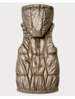 Krótki bezrękawnik damski z odpinanym kapturem Goodlookin beżowy (B8258-12)