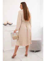 Šaty se svázaným plisovaným lemem béžový