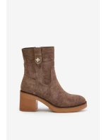 Zateplené dámské boty na podpatku hnědé Vailia