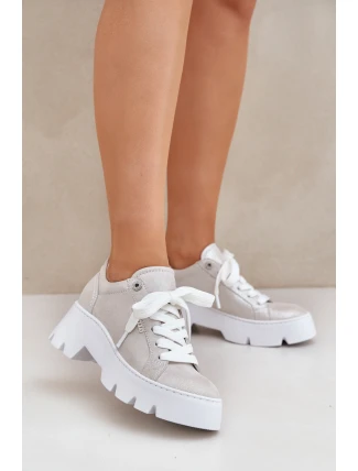 Tenisky Sportovní Boty Na Platformě CheBello 4632 Stříbrné