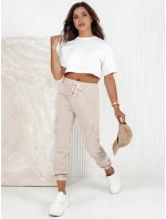 Dámské pruhované kalhoty CHICCORD beige FashionStreet UY2174