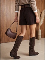 Dámské volné kordurové šortky v čokoládové barvě FashionStreet SY0589
