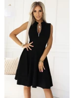 573-1 Červené šaty se zipem vpředu - BLACK