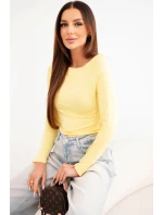 Dámská viskózová blůza s širokým výstřihem a dlouhým rukávem žlutá