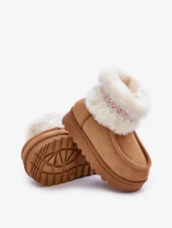 Sněhule Kotníkové Dětské Boty S Kožešinou A Vzorem Camel Melefia