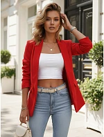 Klasické dámské sako s nařasenými rukávy, červené, FashionStreet PY0152 Klasické dámské sako s nařasenými rukávy, červené, FashionStreet PY0152