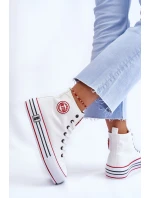 Dámské vysoké textilní tenisky na platformě Big Star LL274185 Bílá Dámské vysoké textilní tenisky na platformě Big Star LL274185 Bílá