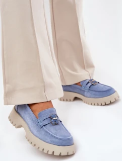 Dámské semišové mokasíny s přívěskem medvěda Vinceza 79533 Modré