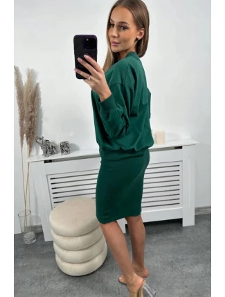 Dámský set šaty a mikina 9450 zelený - Kesi