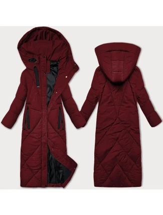 Dámská zimní bunda ve vínové bordó barvě v délce ke kolenům J Style (5M3232-1)