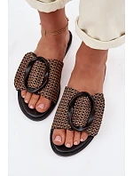 Dámské ploché pantofle s ozdobnou sponou Černé Jamira