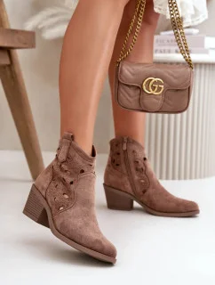 Boty na podpatku HY42-086 hnědé - Step in style