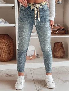 Dámské džínové kalhoty slim fit s páskem FLORAJIN blue FashionStreet UY2463