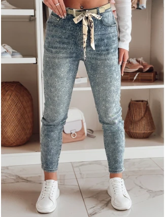 Dámské džínové kalhoty slim fit s páskem FLORAJIN blue FashionStreet UY2463