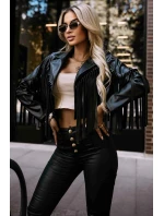 624-3 Krátké ramonesky s třásněmi z měkké ekokůže - černé 624-3 Krátké ramonesky s třásněmi z měkké ekokůže - černé