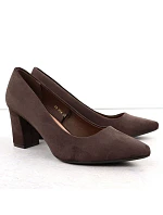 Dámské semišové lodičky na sloupek podpatku PB414 / SK403E Tmavě hnědá - Sergio Leone