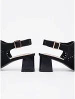 Výborné dámské  sandály černé na širokém podpatku