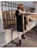 Dámská zimní manšestrová bunda s kapucí tmavě modrá (7763)