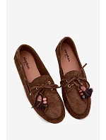Dámské mokasíny s třásněmi a korálky Hnědé Teresa