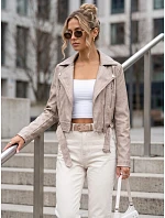 Dámská bunda ve stylu Ramones s koženým páskem, béžová, FashionStreet TY5719 Dámská bunda ve stylu Ramones s koženým páskem, béžová, FashionStreet TY5719