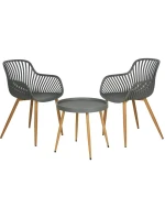 BALKONOVÝ NÁBYTEK SET STŮL A 2 ŽIDLE ŠEDÁ