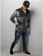 Pánská šedá velurová mikina FashionStreet BX5535