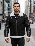 Pánská kožená bunda černá FashionStreet TX5085 Pánská kožená bunda černá FashionStreet TX5085