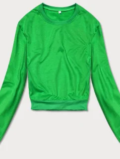 Tenká krátká zelená dámská tepláková mikina (8B938-27)