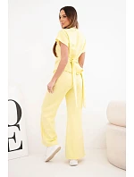 Dámský komplet „masełko“ s halenkou s krátkým rukávem a širokými kalhotami žlutý Dámský komplet „masełko“ s halenkou s krátkým rukávem a širokými kalhotami žlutý