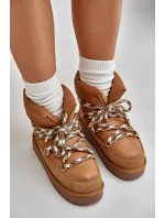 Dámské Sněhule Z Hladké Kůže S Hrubým Šněrováním D.Franklin DFSH375003 Hnědé