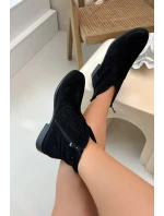 Dámské otevřené kotníkové boty na nízkém podpatku S.Barski HY61-8026 Černé