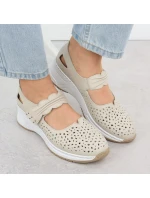 Rieker béžové kožené polobotky na suchý zip N4382-60