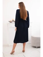 Šaty se svázaným plisovaným lemem námořnictvo