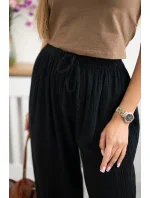 Mušelínové kalhoty se širokou nohavicí černý