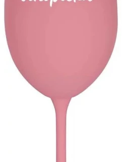 VÍNOPIČKA - růžová sklenice na víno 350 ml (bílý text)