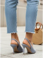 Dámské semišové jehlové boty s otevřeným podpatkem modré FashionStreet ZY1374